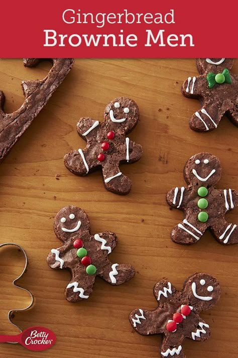 Brownie Gingerbread Men, Decorating Brownies For Christmas, Brownies Christmas Ideas, Christmas Brownie Ideas, Brownie Christmas Ideas, Christmas Brownies Decoration, Brownies Decoration Ideas, Christmas Brownies Ideas, Festive Brownies