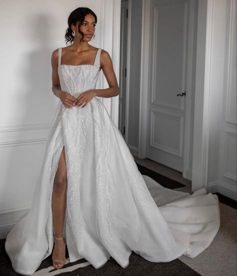 Wedding dress Blanche Bridal, Square Neck Wedding Dress, Backless Bridal Gowns, Neck Wedding Dress, Kleinfeld Bridal, Luxury Wedding Dress, Dress Order, Wedding Dress Inspiration, Bridal Designs