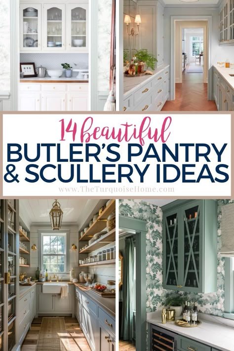 Find my own butler's pantry makeover and 10 other inspirational scullery and butler's pantry ideas in this post! Butler Pantry Decor, Butlers Pantry Ideas Layout, Scullery Ideas, Scullery Kitchen, Kitchen With Butlers Pantry, Butlers Pantry Ideas, Pantry Layout, Kitchen Butlers Pantry, Pantry Decor