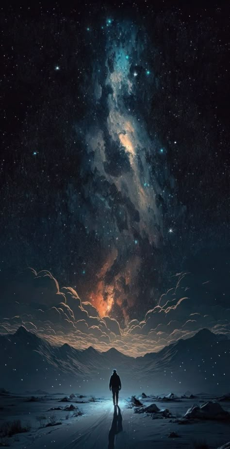 Is there anything more breathtaking and surreal than outer space? Often, I feel like there absolutely isn't. Maybe it's because of all the celestial masterpieces stars, galaxies, and planets paint, effortlessly sweeping us off our feet? #Wallpaper #art #night #aurora Planet Painting, Graphisches Design, Night Sky Wallpaper, Cool Wallpapers Art, Fantasy Art Landscapes, Fantasy Concept Art, Arte Fantasy, 판타지 아트, Pretty Wallpapers Backgrounds