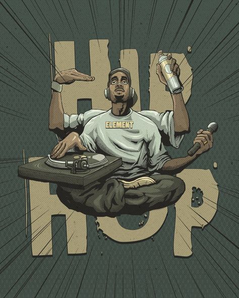 Produce digital poster works in a comic style mixed with vintage and retro! Themed: The five pillars of hip hop culture! Vintage Hip Hop Posters, Hip Hop Cover Art, Hip Hop Comic, Cultura Hip Hop, Hip Hop Artwork, Hip Hop Poster, 90s Hiphop, Retro Artwork, Disco Fever