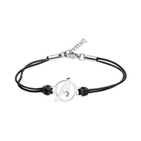 Women's Marvel Avengers A\" Logo Stainless Steel in Black Leather Cord... (6.505 HUF) ❤ liked on Polyvore featuring jewelry, marvel jewelry, leather cord bracelet, cord bracelet, stainless steel jewellery and stainless steel jewelry Jewelry Rope, Bracelet Logo, Avengers A, Marvel Merch, Marvel Jewelry, Marvel Fashion, Fandom Jewelry, Bracelet Cord, Marvel Clothes