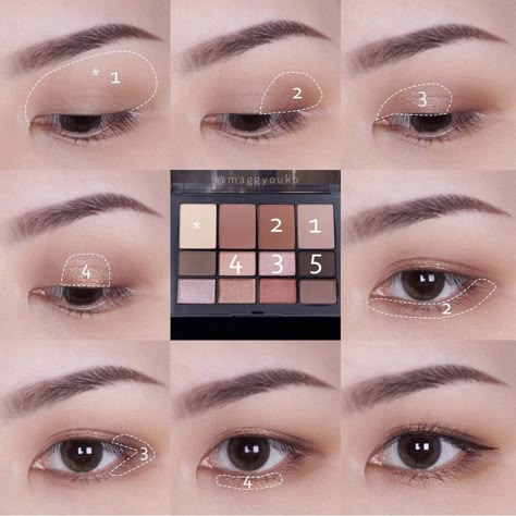 Cute Korean Makeup Looks Step By Step, Eye Shadow Tutorial, No Make Up Make Up Look, Teknik Makeup, Pure Makeup, Bentuk Alis, Korean Makeup Tips, Everyday Eye Makeup, Korean Eye