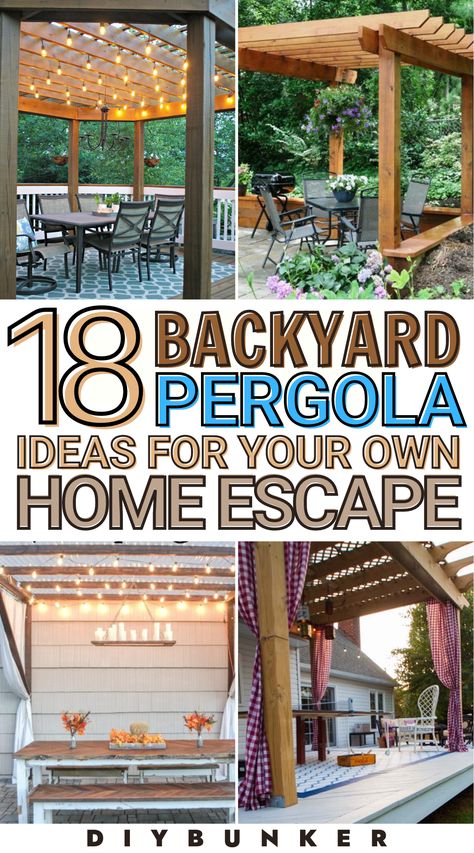 Looking to add some style and shade to your backyard? A pergola might be just what you need! These backyard pergola ideas will inspire you to create a beautiful outdoor space that's perfect for relaxing, entertaining, and enjoying the great outdoors. From rustic wooden structures to sleek modern designs, there are plenty of ways to customize your pergola to fit your style and needs. Pergola Privacy Ideas, Screened In Pergola Ideas, Diy Backyard Gazebo, Diy Covered Pergola, Cheap Diy Backyard Ideas, Deck Pergola Ideas, Pergola With Screen, Backyard Shade Ideas, Garden Pergola Ideas