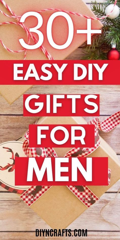 Find something fun on this list of DIY gifts for men that are easy to make, fun, unique, and ideal for gifting any time of year! Crochet scarf, easy to make skinny tie, a great soap scrub, and even beard oil are all on this list of fun gift ideas for the men in your life! Home Made Gifts For Men Handmade For Him, Diy Christmas Gifts For Men Guys, Diy Mens Birthday Gifts, Diy Men Birthday Gifts, Men Thank You Gifts Ideas, What To Make Dad For Christmas, Christmas Crafts For Men, Homemade Gifts For Men Christmas, Handmade Gifts For Men Christmas