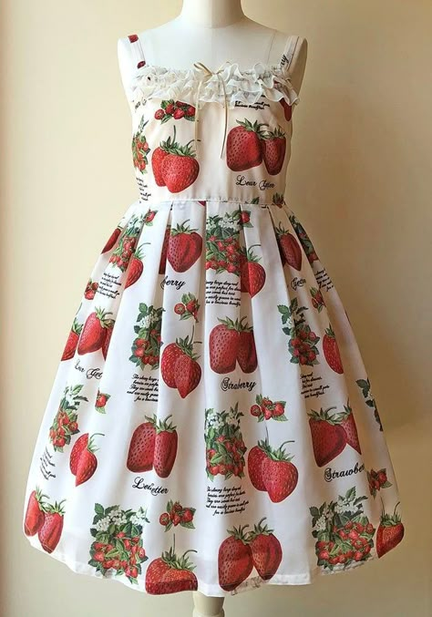 Fruit Outfit, Pearl Outfits, Strawberry Skirt, Strawberry Fairy, Bad Clothes, Emma Kate, Strawberry Moon, Apple Dress, Strawberry Garden