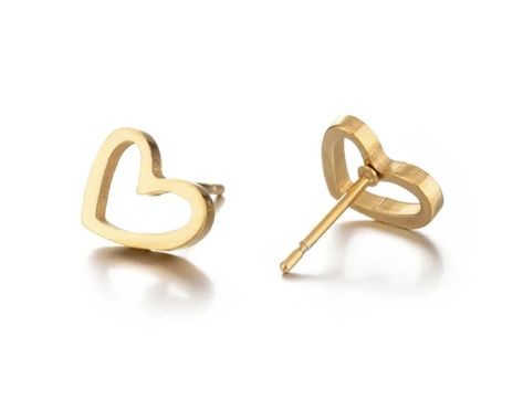 PRICES MAY VARY. Stainless Steel quality materials hypoallergenic great for sensitive ears. Elegant Heart Shaped Studs never go out of style and perfect for all ages. These studs can dress up an outfit or be a great accessory for a more casual outfit. These eye catching earrings are a great gift for any occassion, birthday, Valentines day, Mothers day, Christmas or a just beacuse you love them! To extend the beauty of these earrings try not to shower or swim with the earrings. Recommend removing Gold Heart Stud Earrings, Gold Heart Studs, Stud Earrings Silver, Xmas List, Stud Earrings Gold, Heart Stud Earrings, Hypoallergenic Earrings, Heart Studs, Open Heart