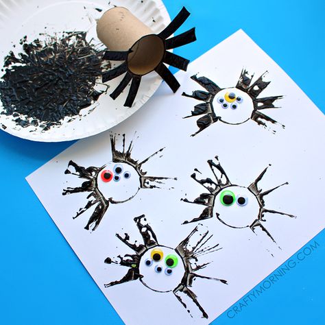 Two Toilet Paper Roll Spider Crafts for Kids - Crafty Morning Bug And Insect Theme Preschool Crafts, Spider Anchor Chart Preschool, Prek Letter Crafts, Spider And Bat Crafts Preschool, Easy Insect Crafts Preschool, Bats And Spiders Preschool Crafts, Itsy Bitsy Spider Craft For Toddlers, Bats And Spiders Preschool Theme, Halloween Nursery Activities