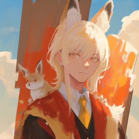 #painting #artwork #fox #boy #pfp #anime Fox People Art, Fox Boy Pfp, Human Fox Oc, Fox Boy Oc, Fox Boy Art, Fox Human Hybrid, Fox Person, Fox Characters, Fox Human