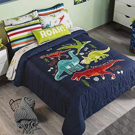 Dinosaurs Reversible Comforter Set Twin Size 3PCS Boys Bedding, Pillow Cover and Cushion Dinosaur Toddler Room, Dinosaur Boys Room, Comforters Sets, Twin Size Comforter, Dinosaur Room Decor, Dinosaur Bedroom, Dinosaur Room, Reversible Bedding, Reversible Comforter