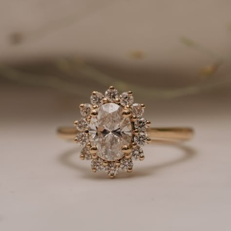 The Mina Ring | Lab Diamond Vintage Engagement Halo - 395000 Vintage Oval Moissanite Engagement Ring, Diamond Cluster Ring Vintage, Oval Flower Engagement Ring, Lab Grown Engagement Rings, Vintage Engagement Rings Vintage Engagement Rings Unique 1920s, 2024 Engagement Rings, Vintage Halo Engagement Rings, Oval Vintage Engagement Ring, Oval Engagement Ring With Halo