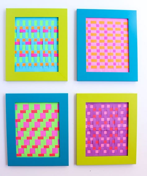 How to make woven paper art - a fun take on the classic paper weaving craft! Banig Weaving Paper, Paper Weaving Template, Paper Weaving Projects, Paper Weaving Patterns Design, Weaving Paper, Diy Projects For Adults, Scrapbook Paper Designs, Weaving Patterns Design, Classic Paper