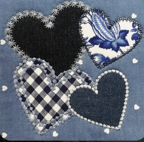 Denim Quilt Patterns, Denim Applique, Blue Jean Quilts, Denim Quilts, Jean Quilt, Denim Crafts Diy, Denim Embroidery, Blue Jeans Crafts, Denim Quilt