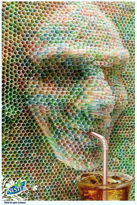 just creative ads Straw Art, Recycled Art Projects, Trash Art, Creation Art, Plastic Art, Unusual Art, Wow Art, Recycled Art, Creative Advertising