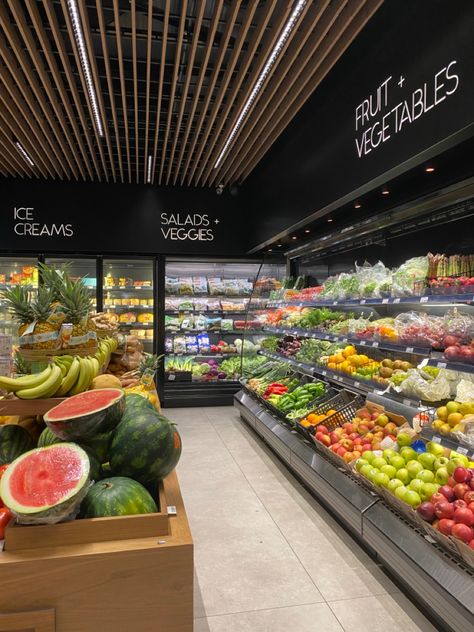 Shopping Market Aesthetic, Grocery Store Interior Design, Market Shopping Aesthetic, Cute Supermarket, Grocery Store Shopping Aesthetic, Cute Grocery Store, Supermarket Interior, Fruit Shop Design Ideas, Food Market Aesthetic