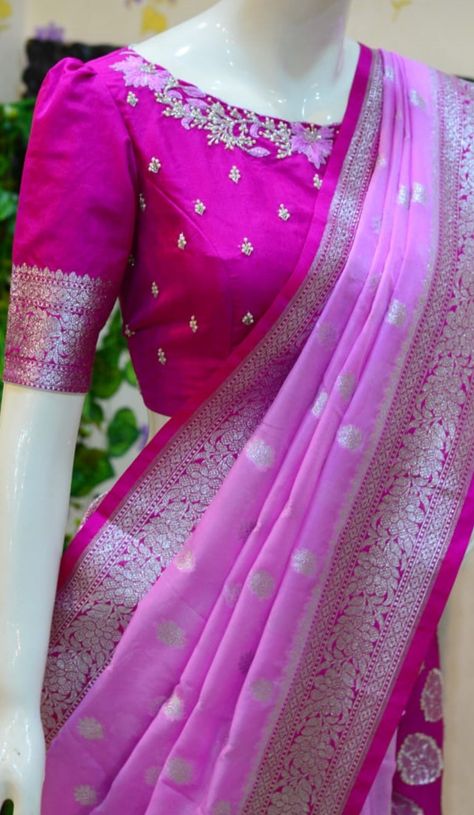 Simple Blouse Works For Pattu Sarees, Pink Silk Blouse Designs, Pink Silk Saree Blouse Designs, Baby Pink Blouse Designs, Latest Blouse Designs For Pattu Sarees, Banaras Blouse Designs, Pink Maggam Work Blouse Designs, Computer Work Blouse Designs Latest For Pattu Sarees, Pattu Saree Blouse Designs Simple Latest