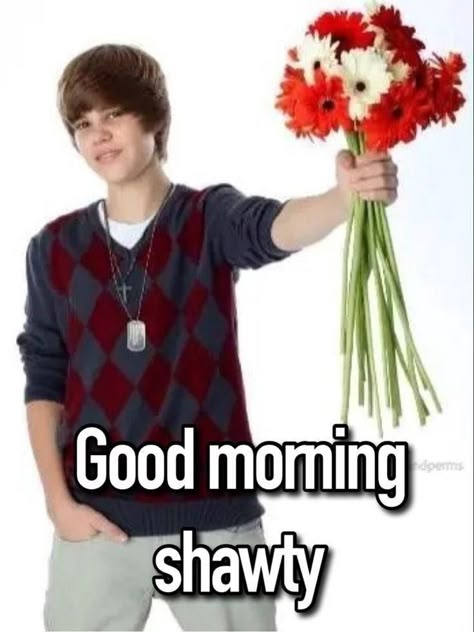 Justine Bieber meme A Man, Good Morning, Flowers