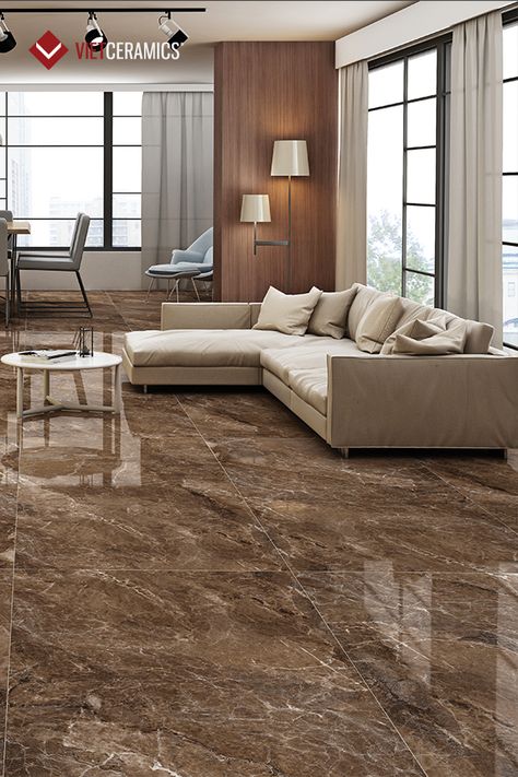 Italian Marble Tiles Flooring, Marble Flooring Design Kitchen, Hall Tiles Floor Modern, Brown Tile Living Room, Tiles For Hall Floor, Marble Tile Floor Living Room, Brown Marble Floor Living Room, Brown Porcelain Tile Floor, Hall Tiles Design