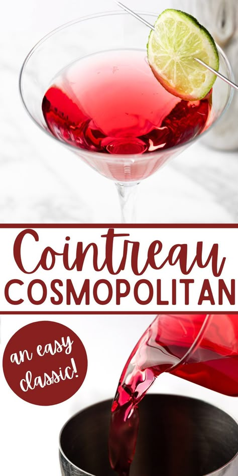 This Cointreau Cosmo is the best cosmopolitan cocktail recipe made with Cointreau. It’s a classic cocktail that’s easy to make with only 4 ingredients. Cosmo Recipe Cocktails, Cointreau Cosmopolitan, Cointreau Recipes, Cointreau Cocktail Recipes, Classic Cosmopolitan Recipe, Cosmopolitan Drink Recipe, Cointreau Cocktails, Cosmopolitan Cocktails, Cosmopolitan Cocktail Recipes