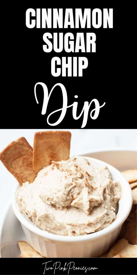 This easy Dip for Cinnamon Sugar Chips is a great way to enjoy one of your favorite chips. It is a wonderful dip to make for parties too! It is a super easy to make dessert dip. Dip For Cinnamon Sugar Pretzels, Dips To Go With Cinnamon Chips, Cream Cheese Dip For Cinnamon Pretzels, Cinnamon Chip Dip, Dip For Cinnamon Pita Chips, Dip For Churro Chips, Chip And Dip Party Tray Ideas, Tortilla Chip Dessert, Cinnamon Pita Chips And Dip