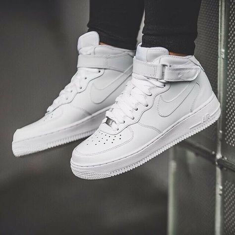 Nike Air Force 1 Mid '07 Shoes Triple White CW2289-111 Men's Multi Size NEW Get a price at https://copapair.com/nike-air-force-1-mid-07-shoes-triple-white-cw2289-111-mens-multi-size-new/ Nike Air Force High, Kasut Nike, Air Force High, Looks Hip Hop, Shoes Nike Air Force, Nike Free Runners, Sneaker Trend, New Nike Air Force, Sneaker Outfits