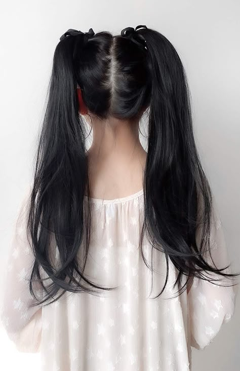 Twin Ponytail Hairstyles, Two Ponytail Hairstyles, High Pigtails, Tail Hairstyle, Cute Pony, Pony Hairstyles, Pig Tails, Long Shiny Hair, Long Hair Ponytail