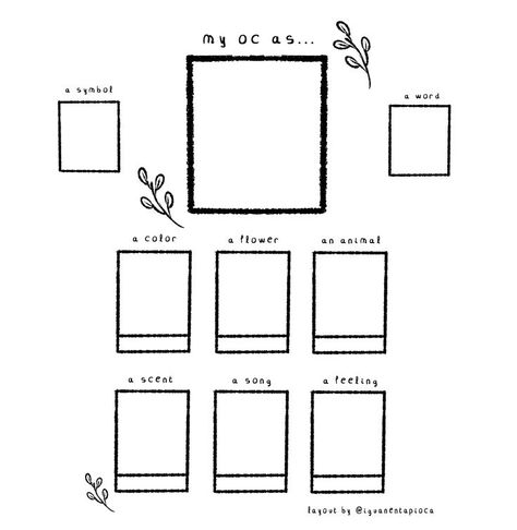 credits: https://www.instagram.com/iguanentapioca/ Art Challenge Template, Oc Drawing Prompts, Oc Template, Drawing Meme, Character Sheet Template, Draw Your Oc, Art Challenges, Art Style Challenge, Drawing Ideas List