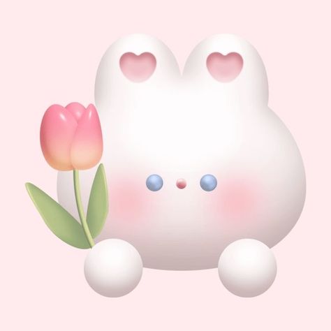 Rabbit Icon Cute, Tulips Icon, Rabbit Icon, Pastel Pink Icons:), Pink Wallpaper Laptop, Rabbit Wallpaper, Photo Cutout, Whatsapp Wallpaper Cute, Desain Quilling