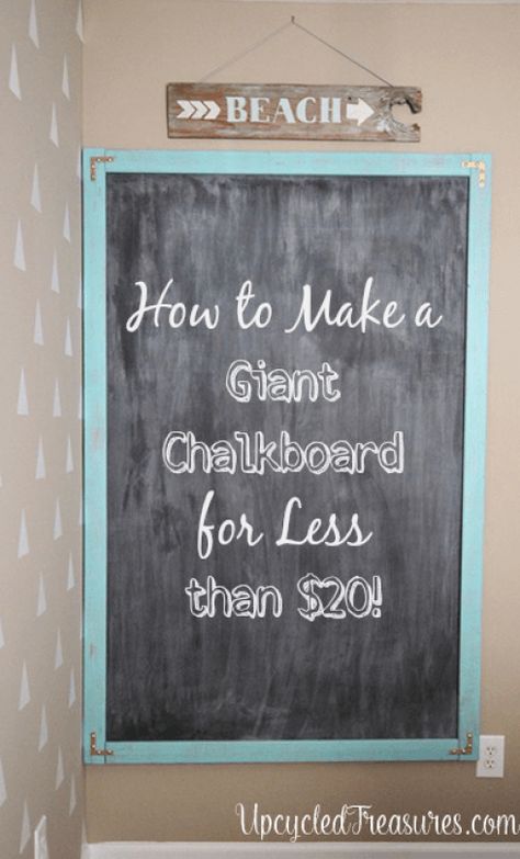 See how easy it is to make a giant chalkboard using DIY chalkboard paint which can be used in a home office, play room, or kitchen! MountainModernLife.com Giant Chalkboard, Papan Tulis Kapur, Diy Chalkboard Paint, Magnetic Chalkboard, Diy Chalkboard, Chalk It Up, Chalkboard Wall, Chalkboard Paint, Chalkboard Art