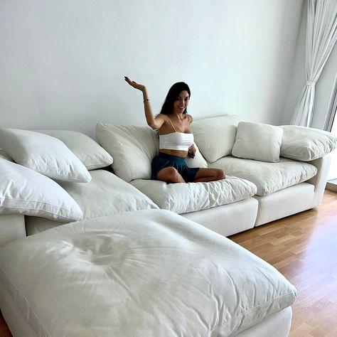 We love seeing our customers showing off their new Garelli Cloud couches! 😍☁️ Send us your best Garelli cloud sofa shot 📸 to be featured in our page! If you haven’t had your chance to get your hands on a Garelli Cloud, send us a message and we’ll be happy to help! ☁️✨ Now offering Financing ‼️ #GarelliFurniture #CloudCouch #CloudCouchDupe Cloud Shaped Couch, White Cloud Sofa, Cloud Couches, Cloud Couch, Cloud Sofa, Sofa Frame, Cloud Shapes, White Cloud, L Shaped Sofa