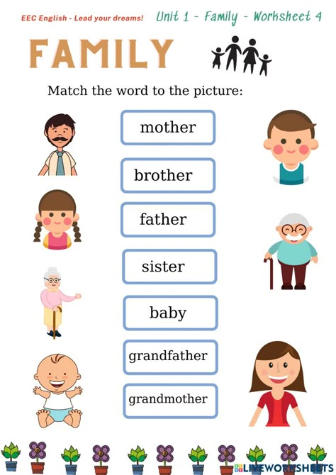 My Your Worksheet, Family Worksheets For Kids Kindergarten, My Family Worksheet Preschool, Family Worksheet Preschool, Family Worksheets For Kids, Word Family Worksheets, Family Worksheet, English Learning Books, English Activities For Kids