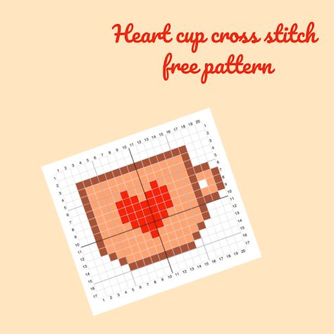 Heart cup cross stitch - free pattern Coffee Cup Cross Stitch, Tiny Cross Stitch Patterns, Heart Cup, Real Heart, Tiny Cross Stitch, Keeping It Real, Free Chart, Tiny Cross, Small Cross Stitch