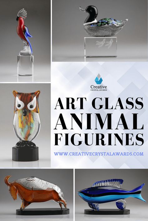 Murano Glass Animals, Glass Trophies, Glass Awards, Bird Figurines, Glass Fish, Glass Figurines, Glass Animals, Glass Birds, Animal Figurines