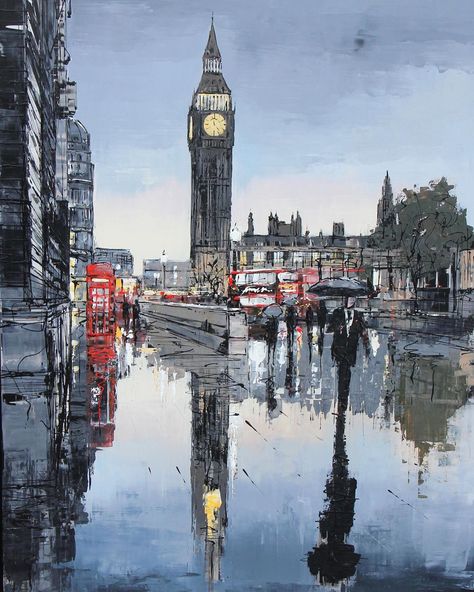 Paul Kenton on Instagram: “Rainy days. Cool reflection in this one. #Artist #art #painting #paintinginoils #oilpainting  #britishartist #artlovers #artbuyers…” Gcse Art Surroundings, Places Art Gcse, Gcse Fine Art, Paul Kenton Artist Research Page, Art Gcse Reflection, Reflections In Art, Spaces And Places Photography, Reflections Art Gcse, Spaces And Places Art Gcse