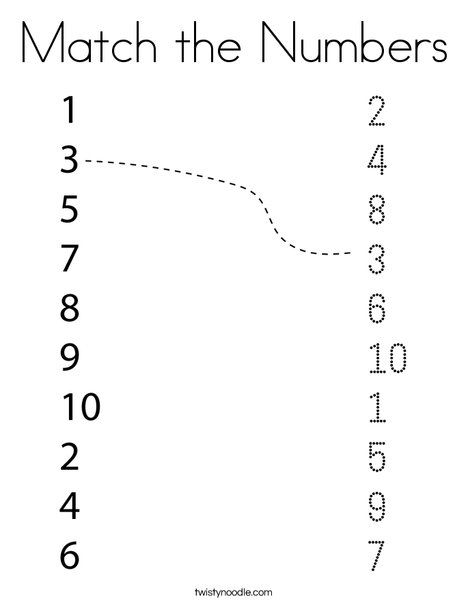 Match the Numbers Coloring Page - Twisty Noodle Match The Same Number Worksheet, Number Matching Worksheets For Preschool, Color The Numbers Worksheet, Math Worksheets Preschool Free Printable, Number 1 2 3 4 Worksheet, Match The Numbers Worksheet, Match Numbers Worksheet, Numbers Matching Worksheet, Number 10 Activities For Preschool