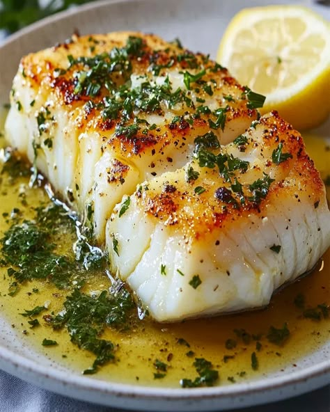 Crusted White Fish Recipes, Quick And Easy Dinner Recipes Pescatarian, Buttered Fish Recipes, Side Dishes With Cod Fish, Cod Easy Recipe, Cod Lion Fish Recipe, Thai Cod Fish Recipes, Seared Cod With Herb Butter Sauce, Compound Butter For Fish