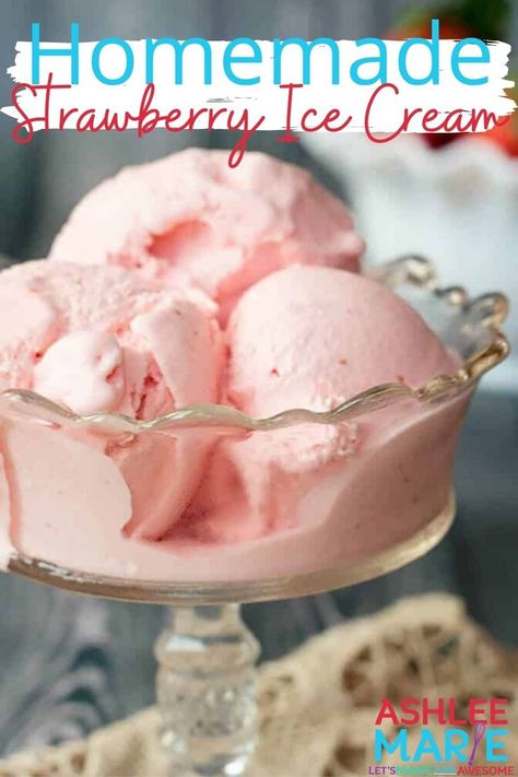 Make your own delicious Strawberry Ice Cream at home with this easy recipe! Easy Ice Cream Maker Recipes, Blender Ice Cream Recipes, Soft Serve Ice Cream Recipes, Kitchen Aid Ice Cream Recipes, Frozen Strawberry Recipes, Cookies And Cream Fudge, Blender Ice Cream, Homemade Strawberry Ice Cream, Strawberry Ice Cream Recipe