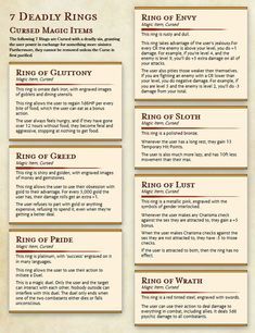 Lord Of The Rings Dnd 5e, Spell Scrolls Dnd, Pot Of Awakening Dnd, Seven Deadly Sins Dnd 5e, Dnd Homebrew Spells 5e, Magic Curses Ideas, Dnd Magic Items Homebrew Ring, Dnd Class Ideas, Dnd 5e Cursed Magic Items