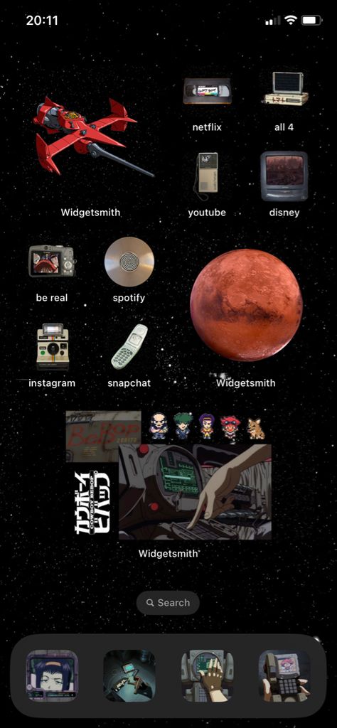 Retro Homescreen Layout, Cowboy Bebop Widget, Cowboy Bebop Nails, Retro Phone Theme, Widget Layout Ideas, Cowboy Bebop Aesthetic, Widget Layout, Cowboy Bebop Wallpapers, Iphone Layouts