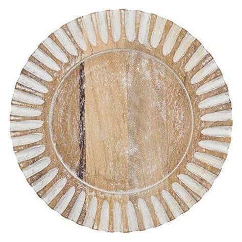 Fennco Styles Rustic Wood Grain Decorative Charger Plates with Ribbed Design 13" Round, Set of 4 â€“ Natural Mango Wood Charger Plates for Banquets, Family Dinners, Special Events and - Walmart.com Wood Charger Plates, Wooden Charger Plates, Wood Plate Chargers, Wooden Chargers, Fluted Wood, Wood Chargers, Wood Product, Moon Light, Wood Care