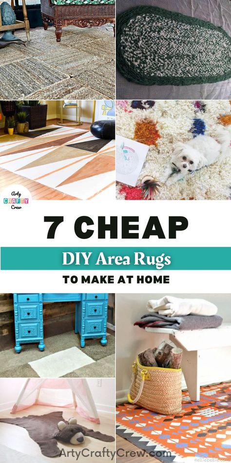 7 Cheap DIY Area Rugs To Make At Home Diy Area Rug, Rug Hacks, Country Cookies, Inexpensive Area Rugs, Diy Comforter, Crafts For Money, Area Rugs Diy, Area Rugs Cheap, She Shed Decor