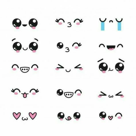 Cute Easy Doodles, Kawaii Faces, Doodle Art Drawing, Easy Doodles, Easy Doodles Drawings, Doodles Drawings, Cute Doodles Drawings, Kawaii Doodles, Cute Doodle Art