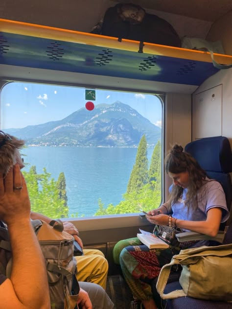 italy lake como alps train interrail europe travel aesthetic Spring In Europe Aesthetic, Euro Rail Aesthetic, Backpack Across Europe, Hiking Europe Aesthetic, Italy Travel Lake Como, World Traveling Aesthetic, Europe Travel Pictures, Travel Backpacking Aesthetic, Life In Europe Aesthetic