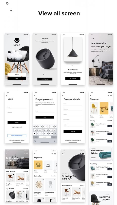 Modern Mobile App Design, Home Page App Design, Modern App Design, Shop Furniture Design, Modern Ui Design, การออกแบบ Ui Ux, Application Ui Design, Desain Ux, Ui Design Mobile