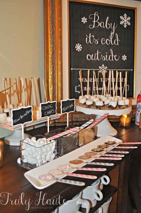 Chili Bar Gender Reveal, Gender Reveal January Party Ideas, Gender Reveal Decorations Christmas, Christmas Themed Sprinkle, Gender Reveal In January, January Gender Reveal Party, Hot Coco Gender Reveal, White Christmas Gender Reveal, Winter Theme Gender Reveal Party Ideas