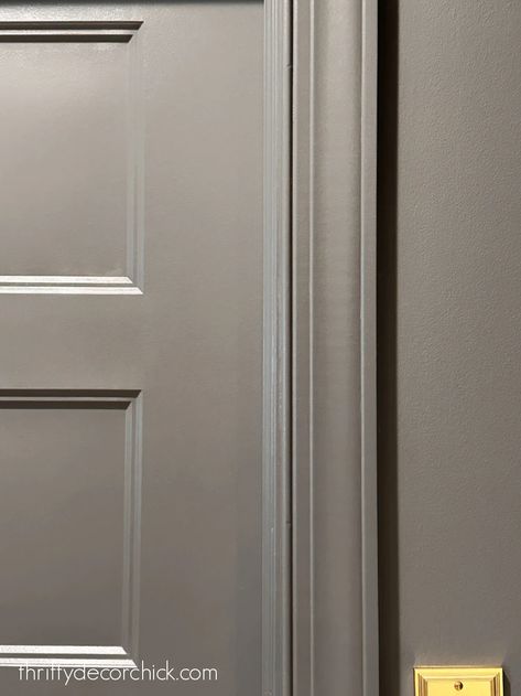 Should Doors and Trim Be Painted the Same Color as Walls? Walls Doors Trim Same Color, Dark Painted Doors And Trim, Painted Wall And Trim Same Color, Baseboards Match Wall Color, Trim Same As Wall Color, Walls Trim And Doors Same Color, Trim On Interior Doors, Best Door And Trim Paint, Trim Color Same As Wall Color