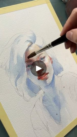 Watercolour Figure Painting, Watercolor Hair Tutorial, Watercolour Portrait Faces, Watercolor Paintings Portrait, Watercolor Portraits Easy, Watercolor Face Painting, Watercolour Face, Self Portrait Sketch, Simple Watercolor Paintings