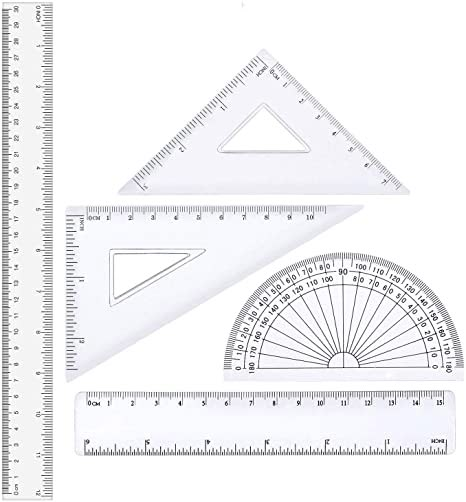 Home Library Study, Library Study Room, Clear Ruler, Triangle Ruler, Ruler Set, Library Study, Plastic Design, Measurement Tools, School Stationery