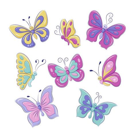 Butterfly Cartoon Images, Clothespin Crafts Christmas, Cute Rainbow Unicorn, Rainbow Butterflies, Cartoon Drawings Of Animals, Butterfly Art Painting, Cartoon Butterfly, Butterfly Kids, Butterfly Illustration