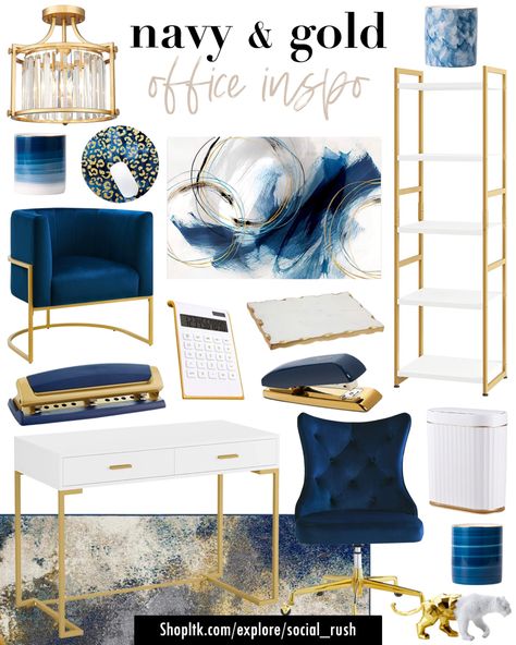 Shop Leopard Gold Watercolor Navy Blue … and other curated products on LTK, the easiest way to shop everything from your favorite creators. Navy And Gold Office, White Gold Office, Blue Office Decor, Navy Blue Office, Navy Blue Rooms, Blue And Gold Living Room, Blue And Gold Bedroom, Navy Office, Blue Home Offices